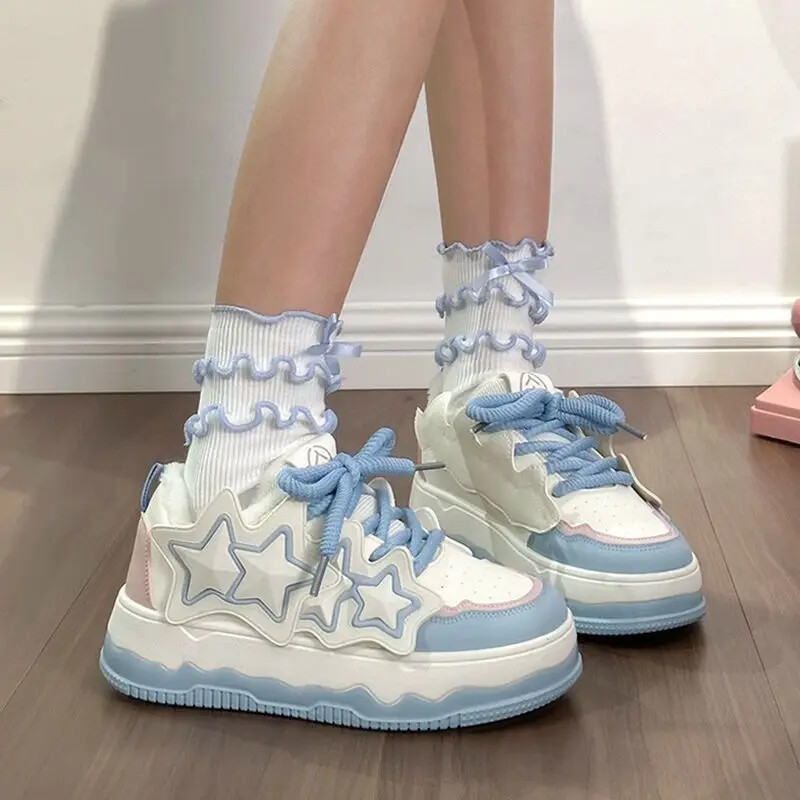 SHANPA Sweet Star tenisice Ženske ružičaste modne PU kožne niske sportske cipele s platformom Ženske ležerne cipele s platformom