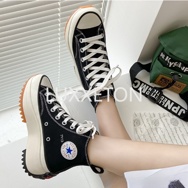 Pantofi de pânză de modă pentru femei de primăvară și toamnă 2024, talpă groasă sport, mărime mare, vârf înalt, pantofi sport și ocazional la modă