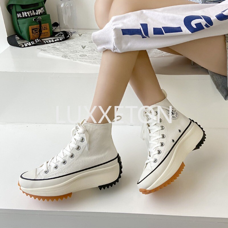 Pantofi de pânză de modă pentru femei de primăvară și toamnă 2024, talpă groasă sport, mărime mare, vârf înalt, pantofi sport și ocazional la modă