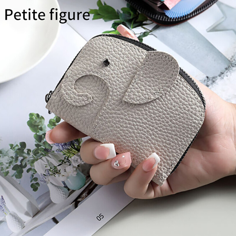 Držač poslovnih kartica Ženski novčanik za kreditne kartice od goveđe kože S uzorkom slona Zatvarač za promjenu Mala torba Ženska torbica za bankovne kreditne kartice