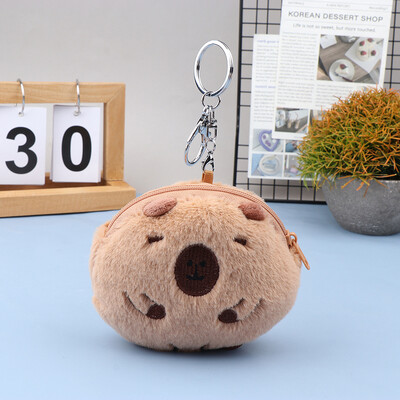 Poșetă cu monede din pluș Kawaii Capybara Geantă minunată de schimb de bani din desene animate pentru fete Mini portofel de pluș Geantă de depozitare pentru căști