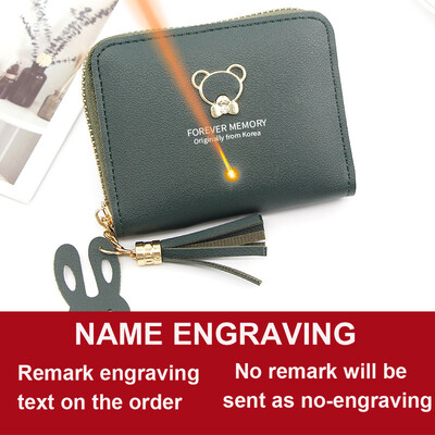 2022 Къси дамски портфейли Мини сладък джоб за монети Име на притежателя на карти Гравирано дамско портмоне Нова мода Kpop малък портфейл за момичета