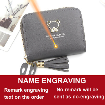 2022 Къси дамски портфейли Мини сладък джоб за монети Име на притежателя на карти Гравирано дамско портмоне Нова мода Kpop малък портфейл за момичета