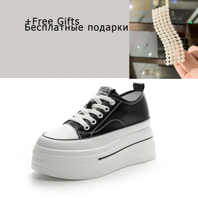 Fujin, piele naturală, vulcanizată, de 8 cm, vară, comodă, de primăvară, toamnă, cu platformă, vulcanizată, pentru femei, pantofi groși, pantofi mocasini