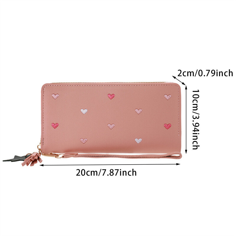 Portofele lungi de modă pentru femei, portofele cu inimă de dragoste, portofele pentru doamne, fete, bani, buzunar, suport pentru carduri, portofele pentru femei, poșetă pentru telefon