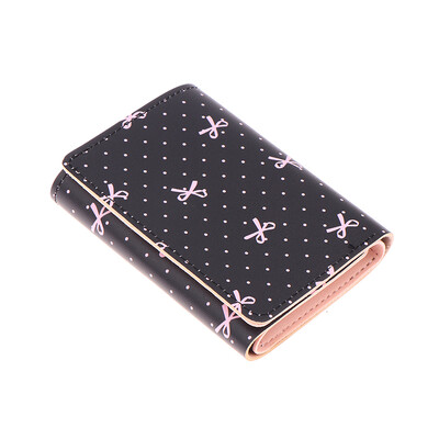 Fundă, culoare roz dulce, portofele pliabile florale, pungă pentru femei, suport de card pentru fete, portabil de călătorie, bani gheață, geantă foto pentru carduri