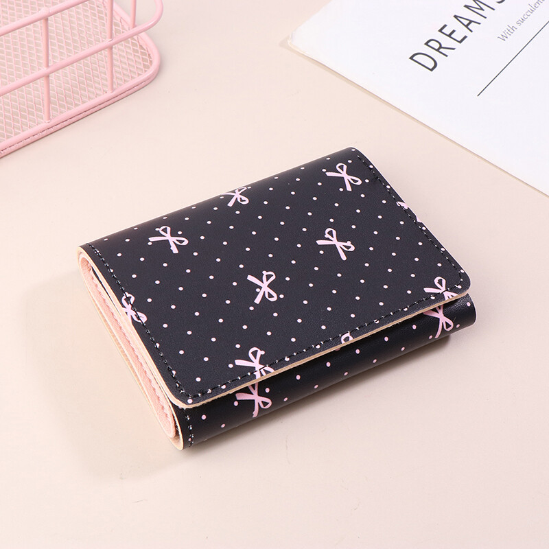 Fundă, culoare roz dulce, portofele pliabile florale, pungă pentru femei, suport de card pentru fete, portabil de călătorie, bani gheață, geantă foto pentru carduri