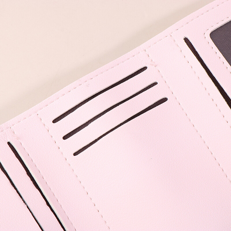 Fundă, culoare roz dulce, portofele pliabile florale, pungă pentru femei, suport de card pentru fete, portabil de călătorie, bani gheață, geantă foto pentru carduri