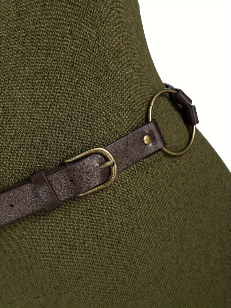 Rochie tricotată de culoare solidă, cu temperament pentru navetiști, pentru femei de modă europeană și americană