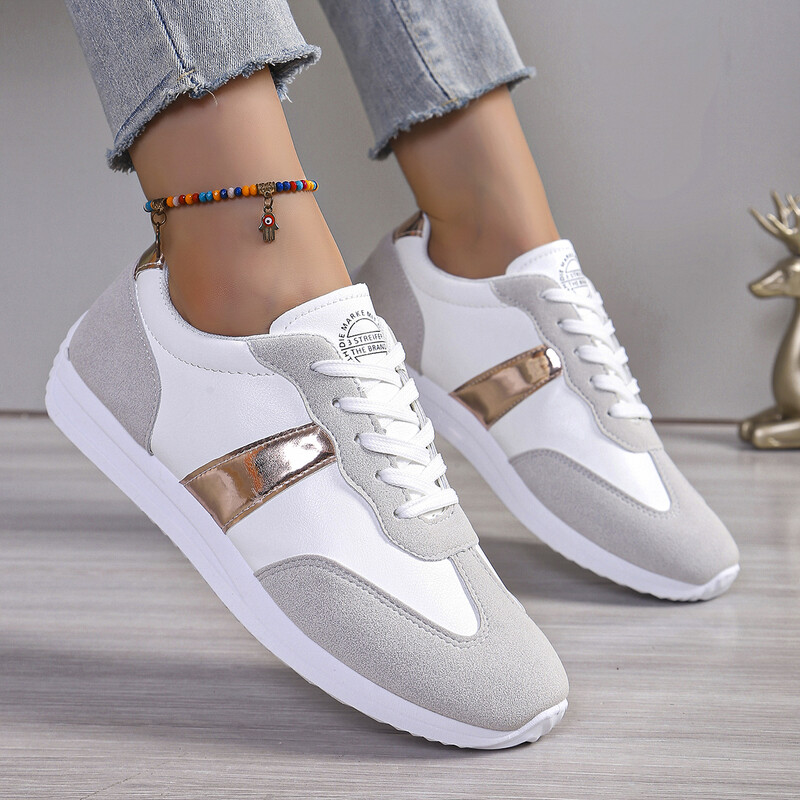 Pantofi ușori casual pentru femei, modă, cu toc plat, cu șireturi, pantofi de mers pentru femei, confortabili, cu talpă moale, pantofi sport, pantofi sport