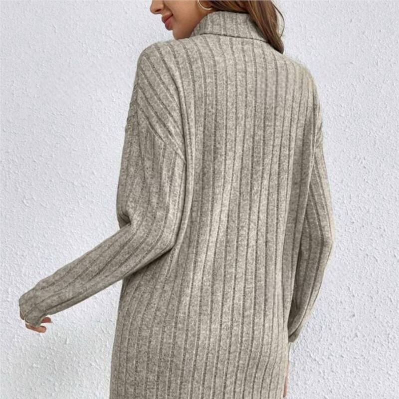 Jesen Zima Mini haljina Woemn Ležerna jednobojna haljina s dugim rukavima i dugim rukavima 2024. Nove modne široke udobne ženske haljine