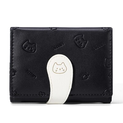 Nou portofel cu imprimeu pisoi Genți de bani în 5 culori Poșetă mică drăguță și scurtă Suport card de student pentru femei Geantă de identitate pentru fete Suport card Poșetă pentru monede