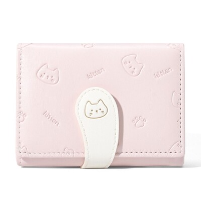 Nou portofel cu imprimeu pisoi Genți de bani în 5 culori Poșetă mică drăguță și scurtă Suport card de student pentru femei Geantă de identitate pentru fete Suport card Poșetă pentru monede