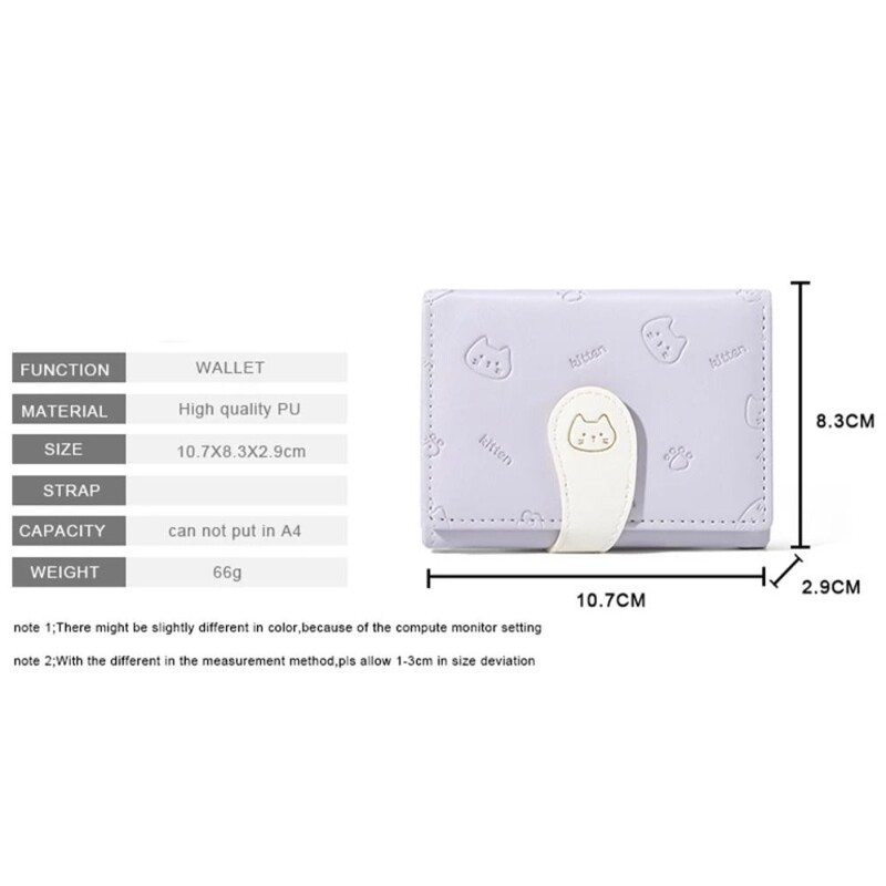 Nou portofel cu imprimeu pisoi Genți de bani în 5 culori Poșetă mică drăguță și scurtă Suport card de student pentru femei Geantă de identitate pentru fete Suport card Poșetă pentru monede