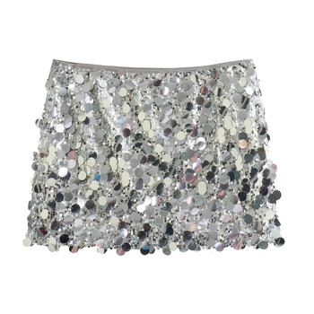 TRAF 2024 Sequin Mini Skirt Γυναικεία πολυτελή ψηλόμεση φούστες για γυναικεία μόδα Καλοκαιρινή γυναικεία φούστα Streetwear Glitter κοντή φούστα