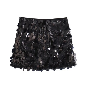 TRAF 2024 Sequin Mini Skirt Γυναικεία πολυτελή ψηλόμεση φούστες για γυναικεία μόδα Καλοκαιρινή γυναικεία φούστα Streetwear Glitter κοντή φούστα