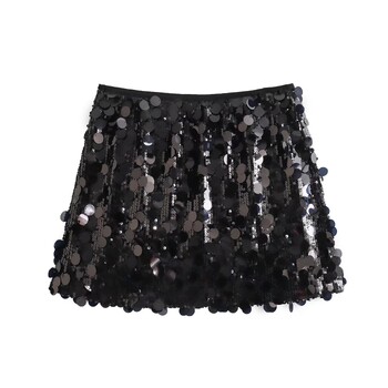 TRAF 2024 Sequin Mini Skirt Γυναικεία πολυτελή ψηλόμεση φούστες για γυναικεία μόδα Καλοκαιρινή γυναικεία φούστα Streetwear Glitter κοντή φούστα