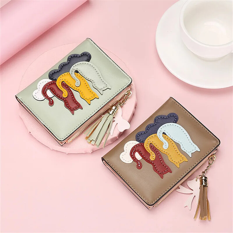 Kratki ženski novčanik od PU kože, male male torbice s patentnim zatvaračem, torbice s novcem za studentice, držač kreditne kartice, kvačilo
