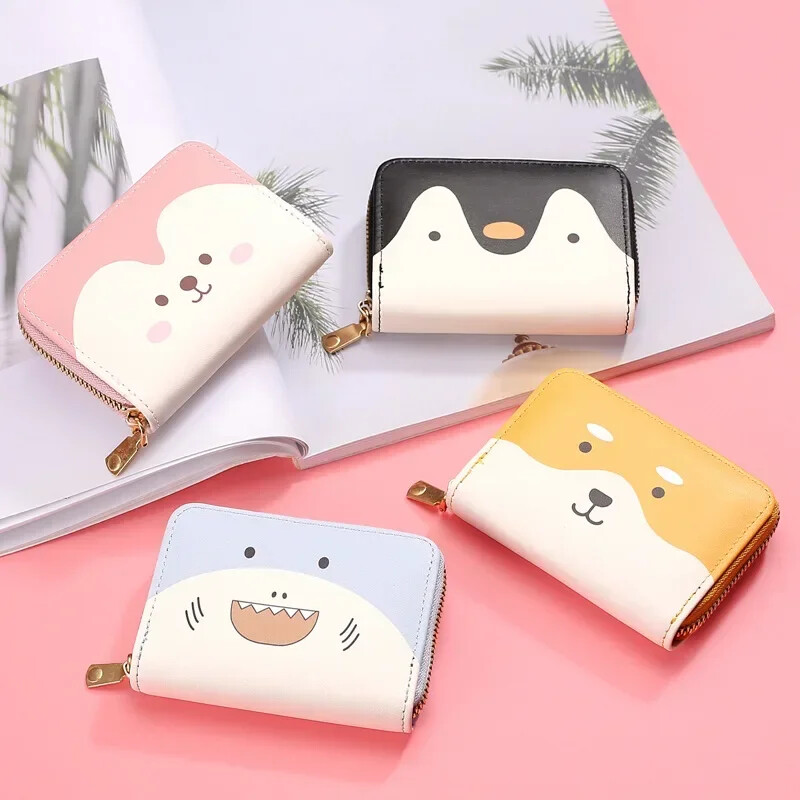 Novčanica sa slatkim uzorkom za žene Djevojke Novčanik s karticama PU kožni Studenti Džepna torbica s patentnim zatvaračem Torbica s ključevima iz crtanih filmova Držač kartica