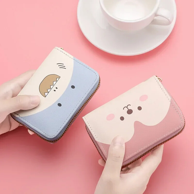 Novčanica sa slatkim uzorkom za žene Djevojke Novčanik s karticama PU kožni Studenti Džepna torbica s patentnim zatvaračem Torbica s ključevima iz crtanih filmova Držač kartica