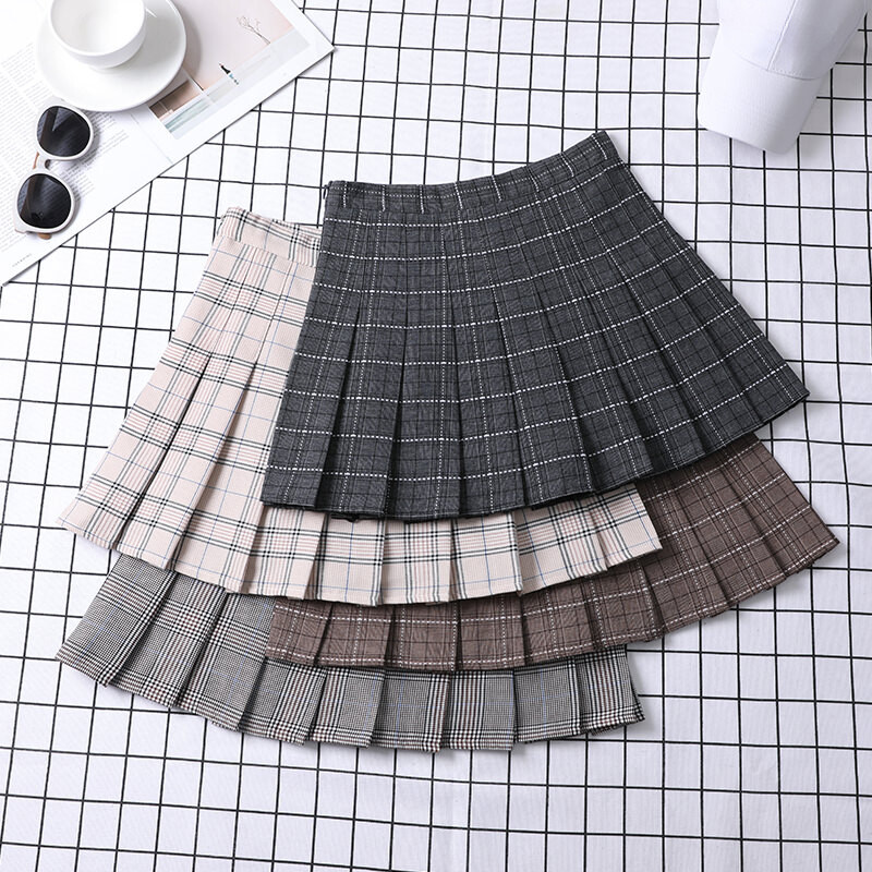 Fusta de vară pentru femei 2023 haine în stil coreean fete preppy chic și elegantă estetică femeie linie A mini fustă în carouri plisată