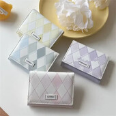 Drăguț portofel scurt pentru femei Poșetă pentru cărți PU fete studenți buzunar cu fermoar geantă pentru chei geanta de mână cu desene animate Suport carduri