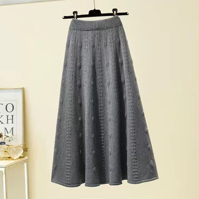 Rimocy Toamna Iarna Tricotat Fuste Lungi Femei Elegante Culoare Solidă Fusta Taie Înaltă Femei Chic Elastic Moale Midi Fuste Doamnelor
