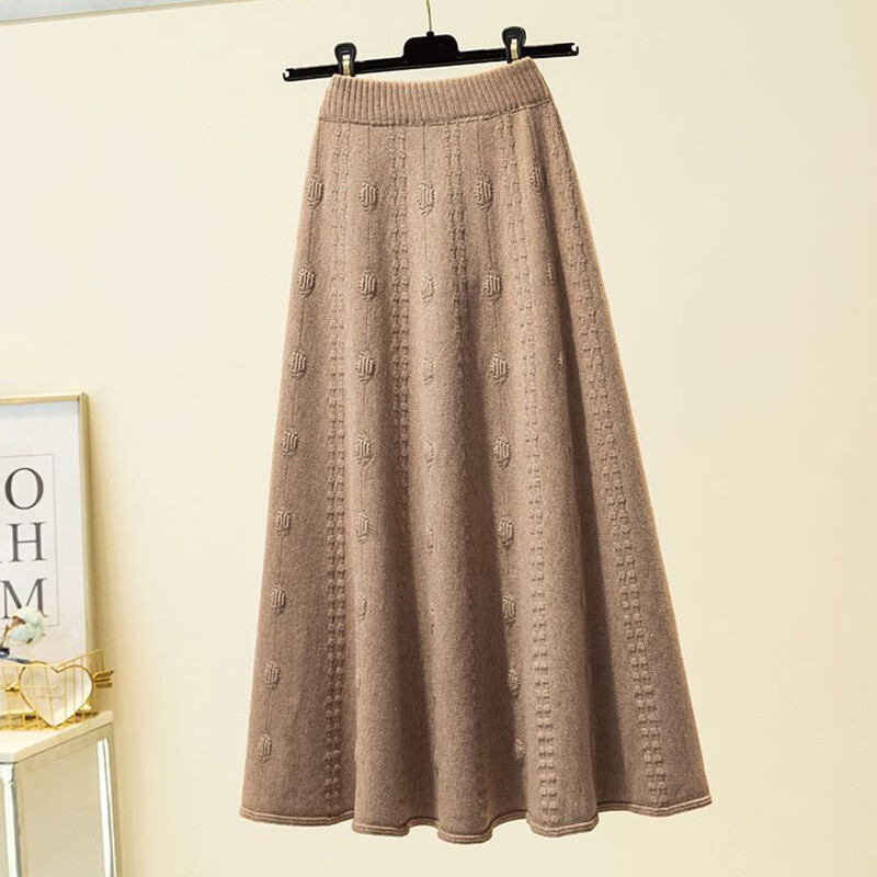 Rimocy Toamna Iarna Tricotat Fuste Lungi Femei Elegante Culoare Solidă Fusta Taie Înaltă Femei Chic Elastic Moale Midi Fuste Doamnelor