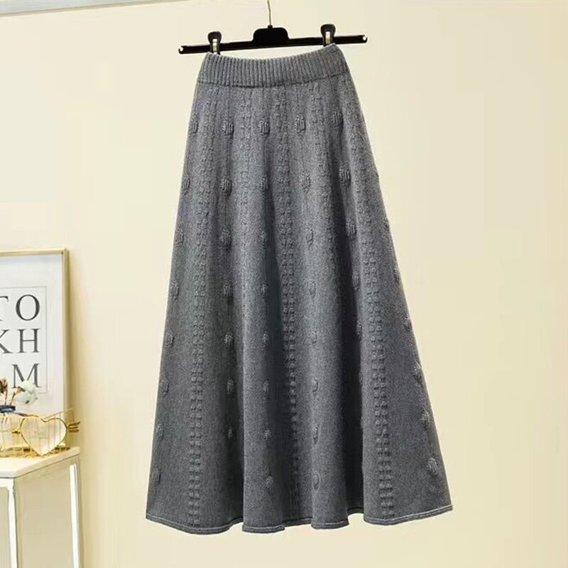 Rimocy Toamna Iarna Tricotat Fuste Lungi Femei Elegante Culoare Solidă Fusta Taie Înaltă Femei Chic Elastic Moale Midi Fuste Doamnelor