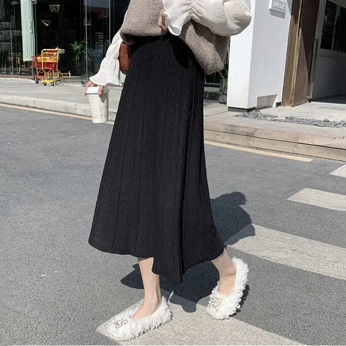 Fusta Iarna Tricotata Femei Toamna Iarna Rochie lunga Fusta Iarna Fuste Femei Faldas Jupe