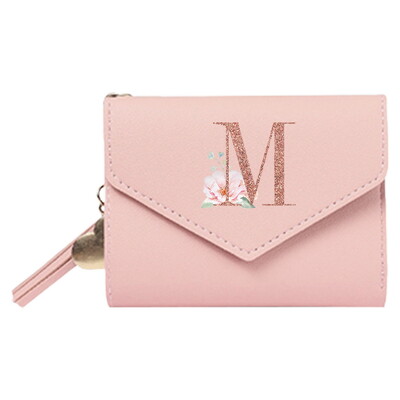 Portofel de damă clutch din piele la modă Poșetă stil scurtă multi CaroSlot cu monede Husă cu blocare RFID Model aur roz