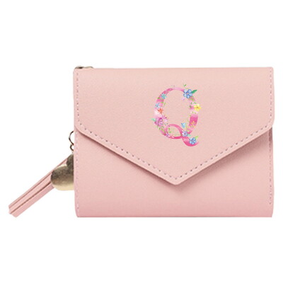 Torbica Ženska kratka mini novčanik Slatka torbica Roza RFID novčanik s uzorkom slova Slatki mali ženski visokokvalitetni PU kožni tanak jednostavan