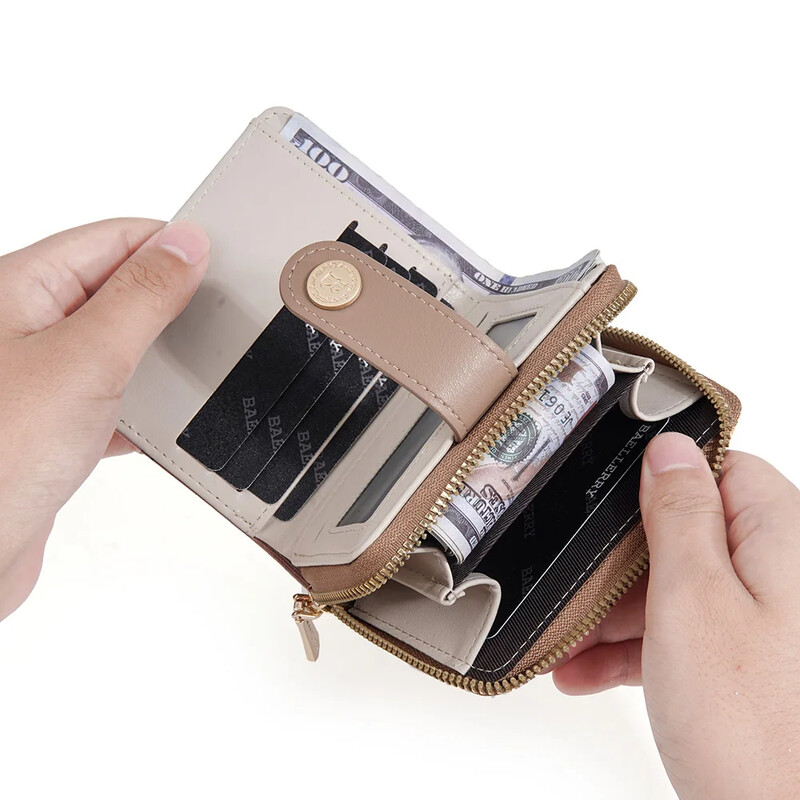 Portofele mici din piele pentru femei, fete, portofel drăguț cu urs, suport scurt pentru carduri, poșetă de designer de marcă, cu fermoar, buzunar pentru monede, posetă violet