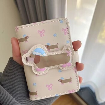 Сладки портфейли за жени Kawaii Dog Print Портмоне за монети Модни вложки от изкуствена кожа Красиви портмонета Къс портфейл за карти в корейски стил