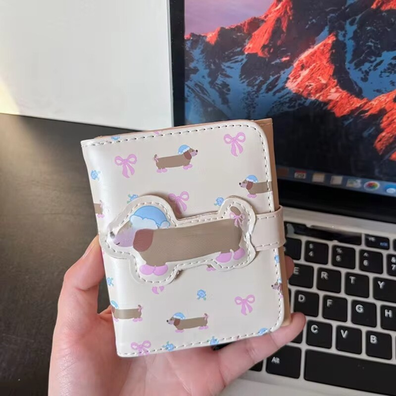Slatki novčanici za žene Kawaii pas s printom novčića, modna torbica od pu kože, lijepe torbice, kratki novčanik za kartice u korejskom stilu