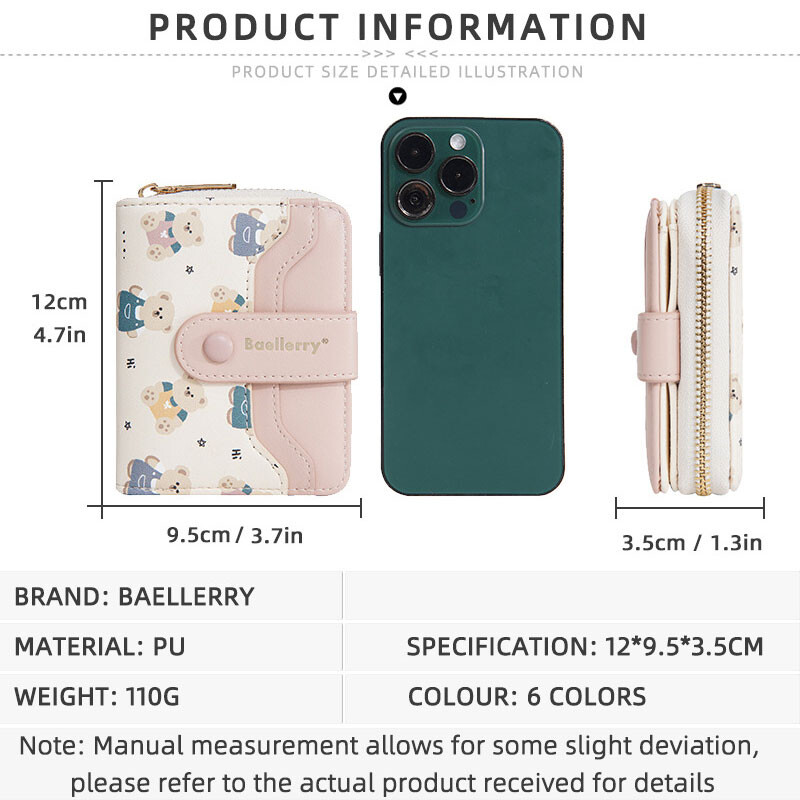 Baellerry Portofele noi de mare capacitate pentru femei, de înaltă calitate, cu fermoar, buzunar pentru monede, marcă, portofele pentru femei, suport pentru carduri, portofel drăguț pentru fete