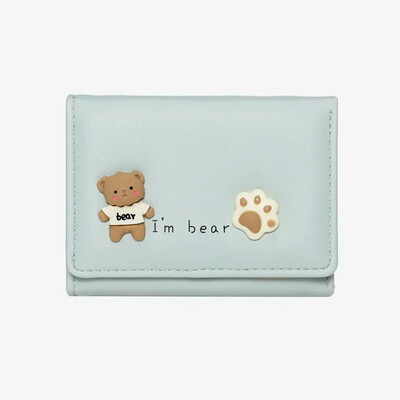 Portofele pentru femei coreeană drăguț urs poșeta doamnă simplă autobuz card cleme portmoneu scurtă student Kawaii desene animate carteras para mujer