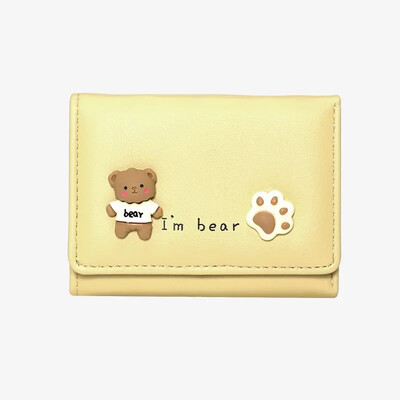 Portofele pentru femei coreeană drăguț urs poșeta doamnă simplă autobuz card cleme portmoneu scurtă student Kawaii desene animate carteras para mujer