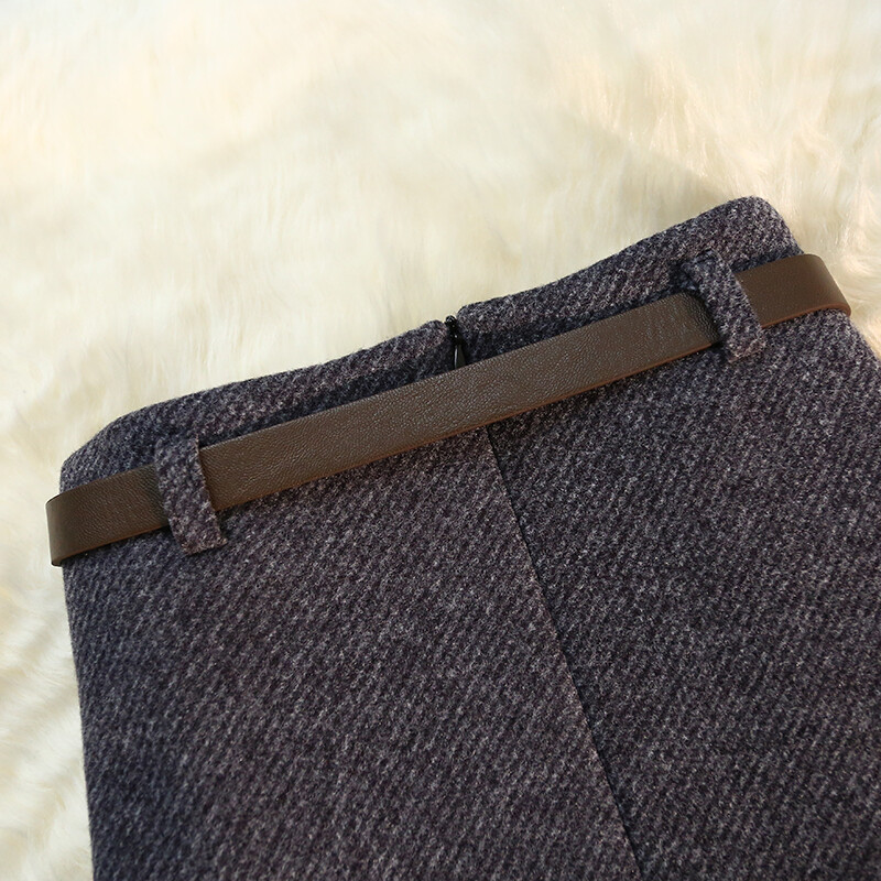 seoulish vintage deblje vunene suknje za žene 2024 jesen zima nove jednobojne ležerne ženske suknje visokog struka A kroja