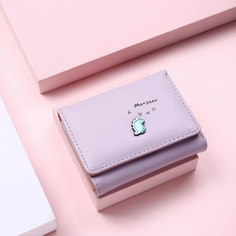 Ženski slatki mali dinosaurusi s kopčom za novčanik Sklopivi novčanik za djevojčice Dizajnirana torbica od pu kože za novčiće Ženski držač kartica