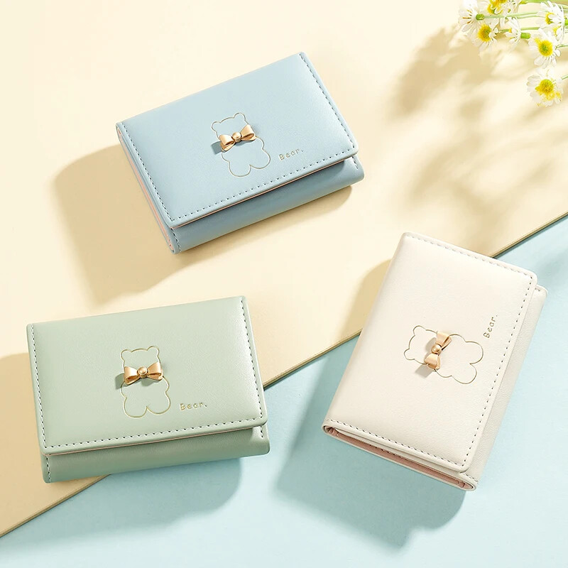 Slatki medvjed, kratki novčanik za žene, modni trostruki novčanici od PU kože, torbica za novčiće, ženski prijenosni držač kartica, torbica za novac