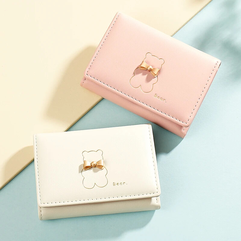 Slatki medvjed, kratki novčanik za žene, modni trostruki novčanici od PU kože, torbica za novčiće, ženski prijenosni držač kartica, torbica za novac