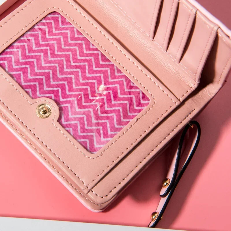 Portofel pentru femei cu pisică de desene animate, din piele PU, portofel scurt pentru femei, portofel cu monede proiectat de marcă, suport pentru carduri, portofel pentru fete drăguțe