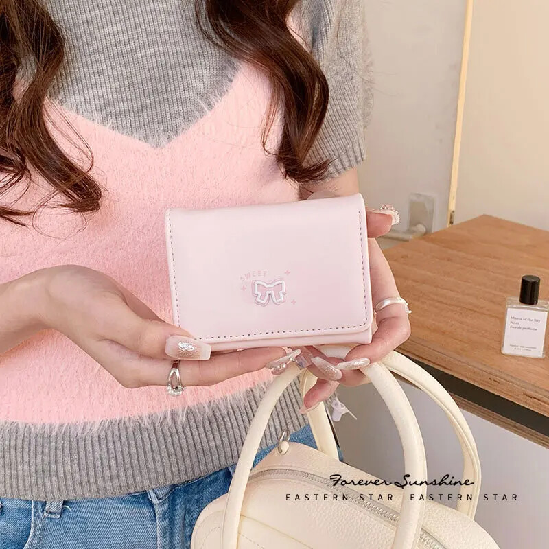 Jednodijelni slatki korejski modni torbice s mašnom Novčanik za studentice Slatka jednostavna mašna s osobnom iskaznicom Torbice za novčiće Ženski putni novčanik