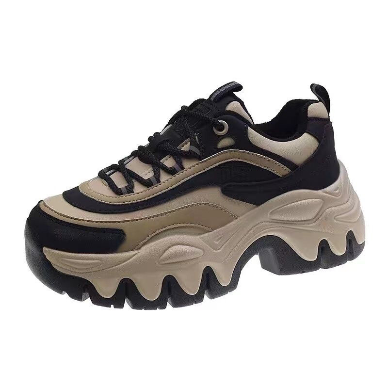 Naiste tossud paksu põhjaga 2024. aasta tossud Naiste vabaaja valged kingad 8 cm vedruplatvormiga nahast moodsad kõrgust suurendavad kingad