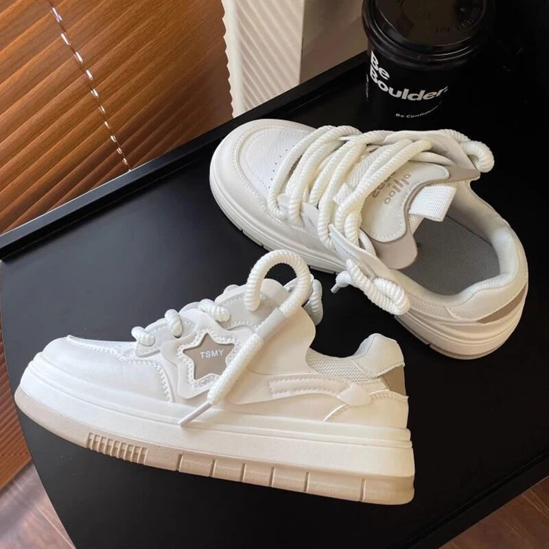Pantofi cu platformă pentru femei, cu design cu stea, pantofi versatili, cu șireturi, pantofi pentru exterior, pentru alergare, tenis, pantofi sport pentru femei 35-40