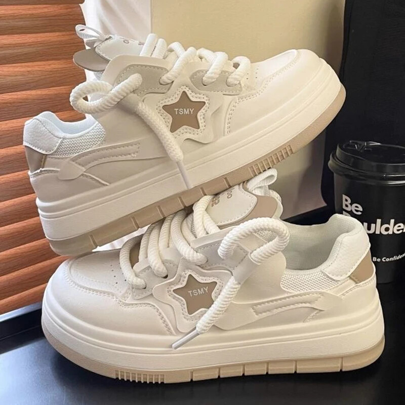 Pantofi cu platformă pentru femei, cu design cu stea, pantofi versatili, cu șireturi, pantofi pentru exterior, pentru alergare, tenis, pantofi sport pentru femei 35-40