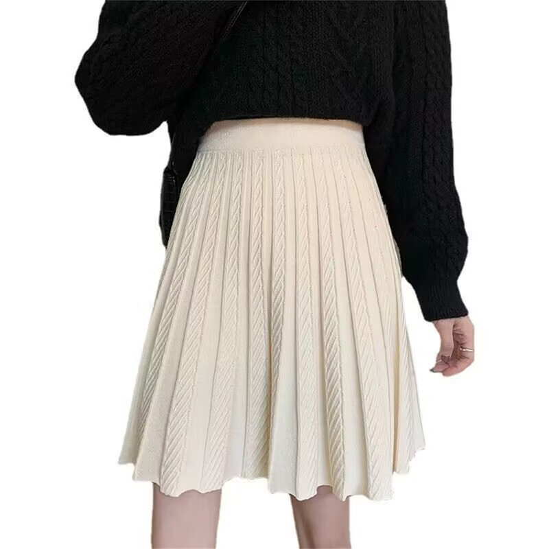 Fuste plisate tricotate Femei deasupra genunchiului Solid Casual Toamna Design All-match College Jupe Femme Stil coreean Talie înaltă Elegant