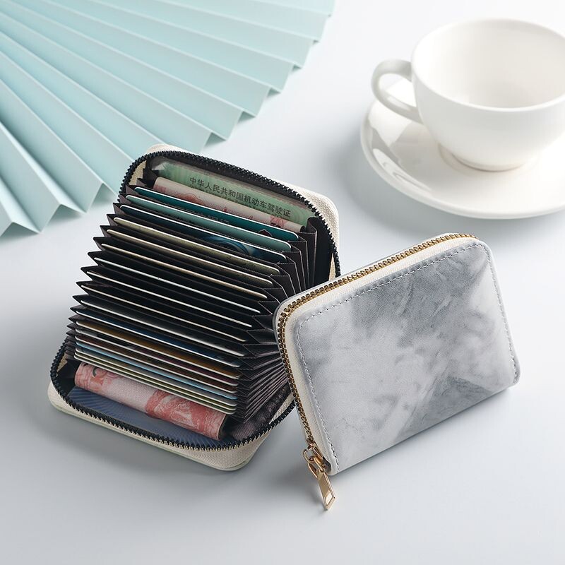 Noi femei ocazional suport carduri Multi-slot card fermoar portmoneu mic ambreiaj cerneală acordeon design feminin carduri de credit genți