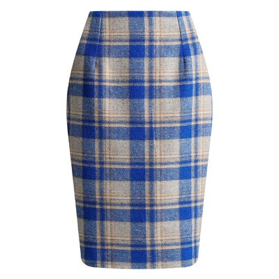 Fusta creion elegantă cu imprimeu în carouri pentru femei, la modă, toamnă, iarnă, talie înaltă, periată, fustă casual vintage, pentru femei